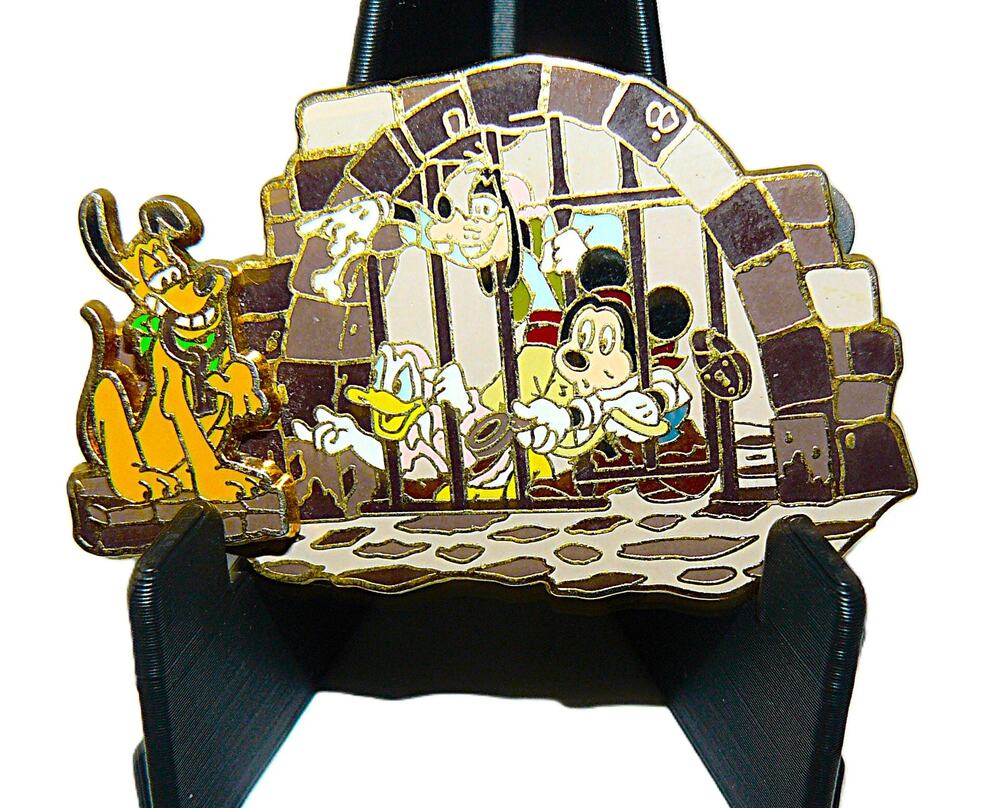 Disney 2007 Jail Collectible Pin Pluto Mickey Donald Goofy Enamel Gold-Tone